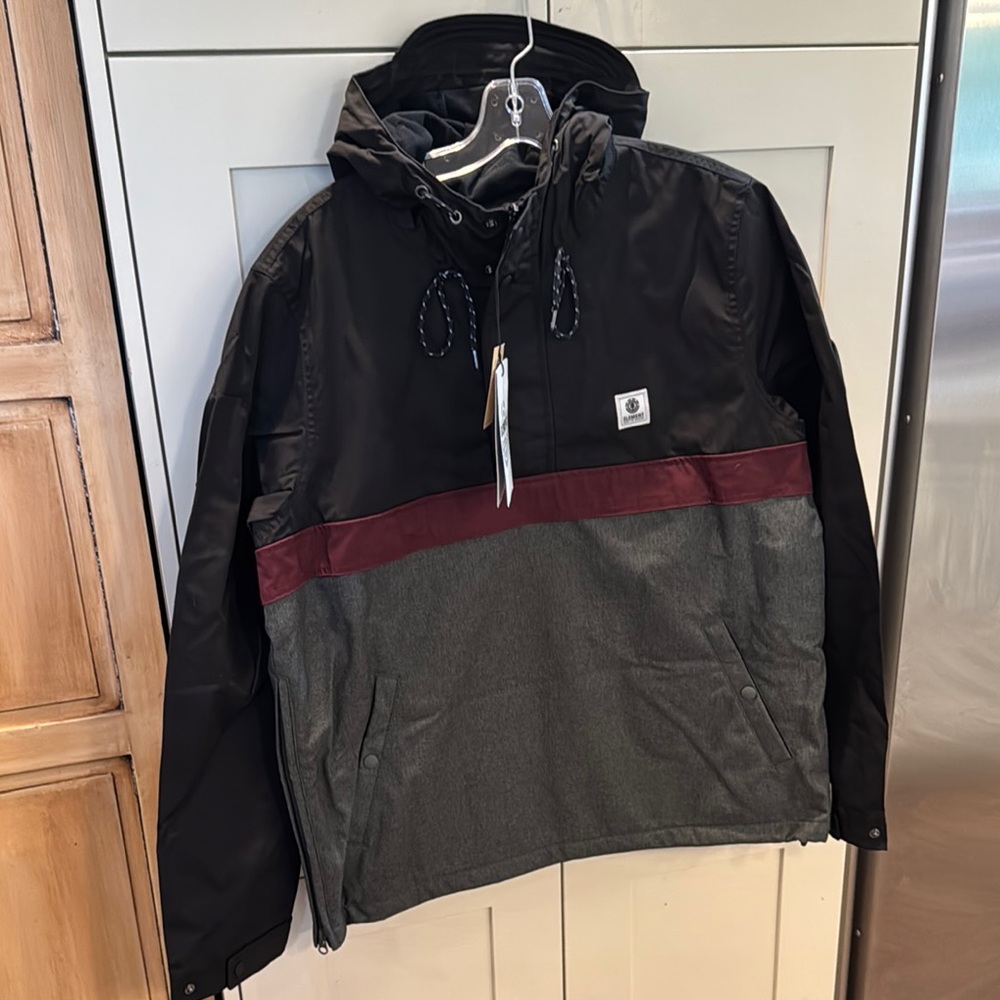 Element Black and Gray pull over jacket with Maroon Accent - size L